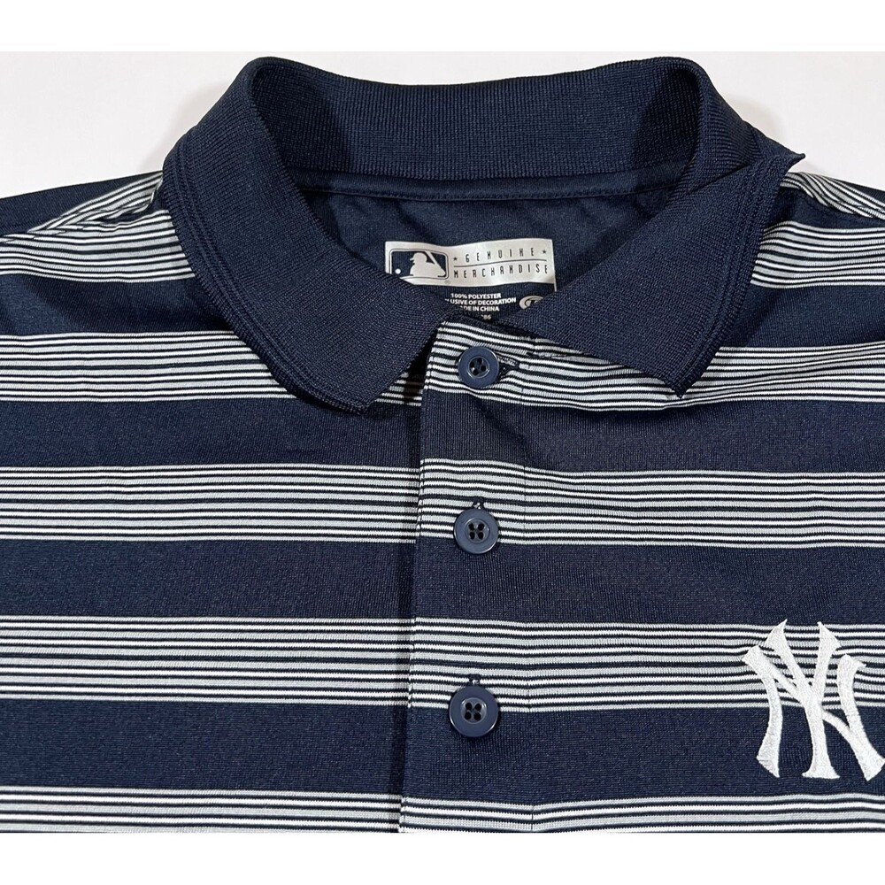 New York Yankees True Fan Genuine Merchandise Striped Polo Shirt Men's Large - Picture 5 of 10